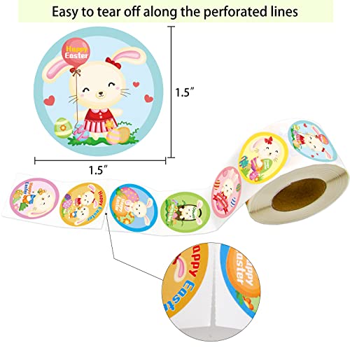 Easter Stickers For Kids Roll 500Pcs Happy Easter Bunny Sticker Roll Seal Envelopes Spring Party Favors #TOP1