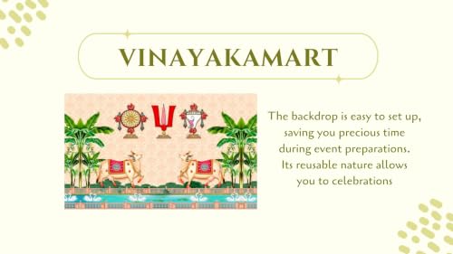 Image of varamahalakshmi Backdrop Cloth | Govinda Namam Pichwai Backdrop with Shanku Chakra Namam Festive Curtain 5x8 Feet | Background Decoration Cloth