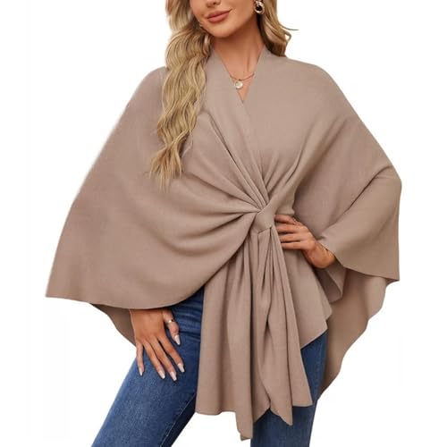 Indduilavi Elegant Solid Color Cape Shawl, Pashmina Shawl Wraps For Women, Wraps Soft Open Front Poncho Sweater - Main Image