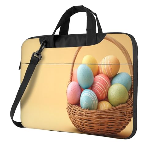 Housse rembourrée pour ordinateur portable 15.6 pouces avec motif panier oeufs de pâques