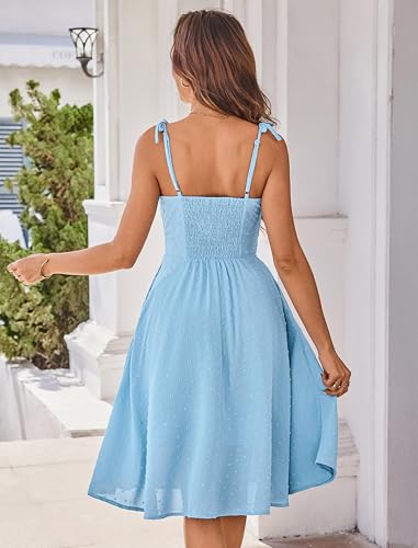 Belle Poque Women 2025 Summer Sundress Spaghetti Strap Swiss Dots A-line Midi Dresses with Pockets4