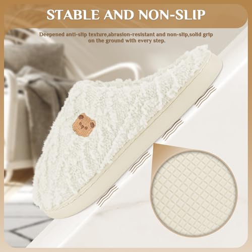 House Slippers,Fuzzy Slip-on Slippers for Women Men Warm Cozy Soft Lightweight Memory Foam Indoor House Shoes,Anti-Skid Cozy Plush for Indoor Outdoor Slippers3