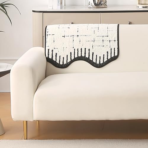 Image of HOKIPO 1 PC Backrest Mat for Sofa Cover | Luxury Supple Soft Wavy Mat with Anti Slip Backing, Off-White (AR-6217-OWHT)