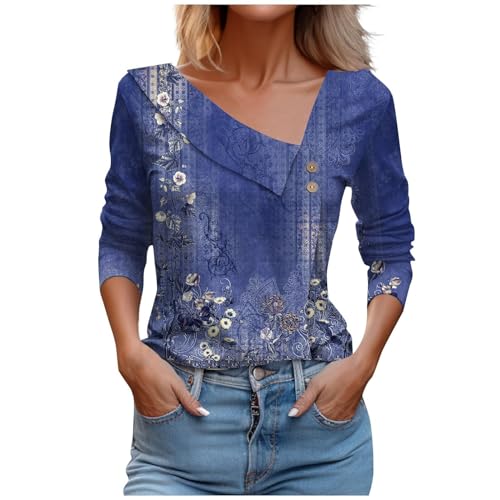 Blusas elegantes de verano para mujer, cuello oblicuo, manga corta, sexy, con botones, para verano, casual, color liso, ropa de calle, Reino Unido, Azul 8, S