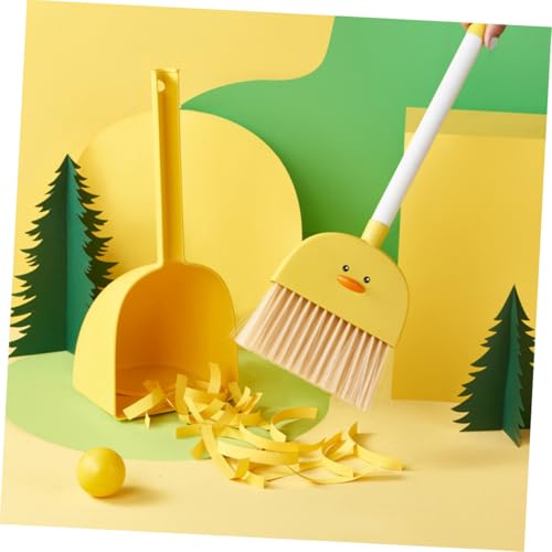 Garneck Besen und Kehrschaufel Set Mini Cartoon Enten Design Leicht und Langlebig Sicher und Kompakt für Hausarbeit und Frühe Bildung Praktisches Reinigungsset für Mädchen und Jungen – Bild 3