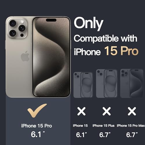 JETech Case for iPhone 15 Pro 6.1-Inch, Non-Yellowing Shockproof Phone Bumper Cover, Anti-Scratch Clear Back (Natural Titanium) by JETech - Image 2