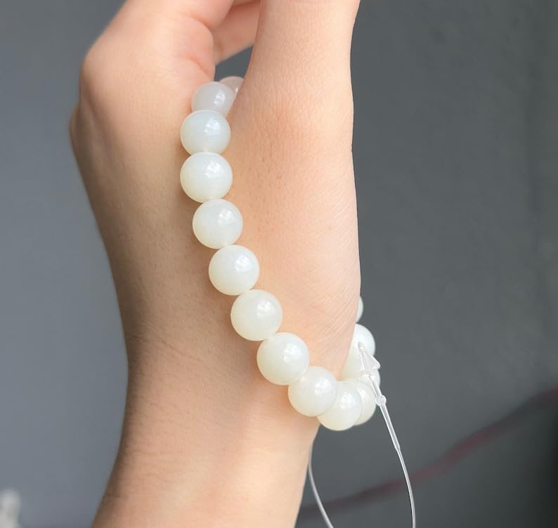 Bracelet jade naturel perles 10mm LKBEADS bijou extensible lithothérapie - 3