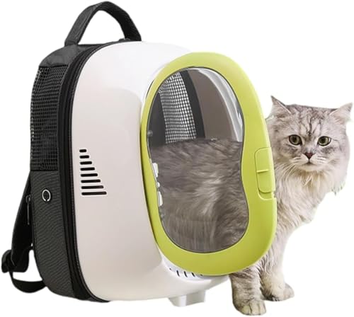 Kyokuiペットキャリーバッグペットバッグ猫キャリーバッグ猫キャリー猫リュック宇宙船カプセル型リュックサック広々空間犬猫小型犬用暗い透明ウィンドウ紫外線対策型顔出し通気性大容量耐久性安全性耐荷重10 kgケージ猫 (緑)