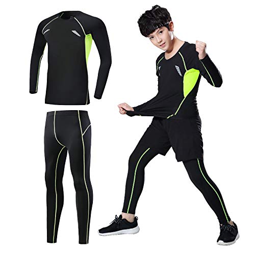 2/3/4 Pcs Boys Base Layer Compression leggings and Shirts Thermal Underwear Set Running Pants Tights2