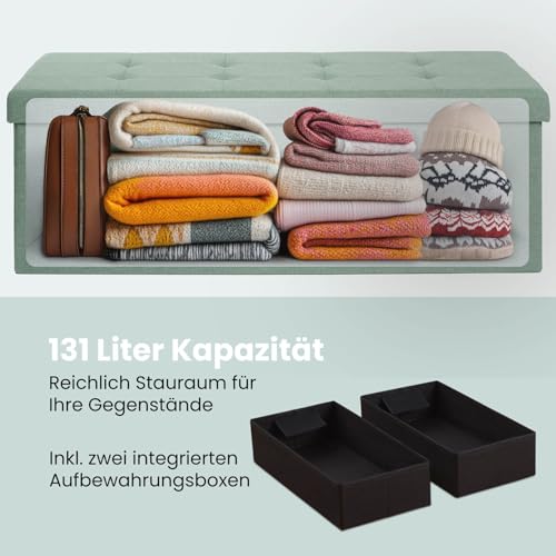 Blumtal Aufbewahrungsbank, 2 zusätzliche Boxen – Zimmerbank, 110 x 38 x 38 cm, Türkis