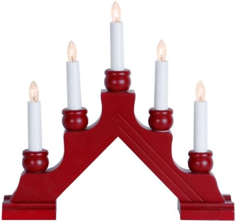 Star Trading 6294605 - 11.5" x 12" 5 Light Electric Red Wooden Karin Swedish Candelabra