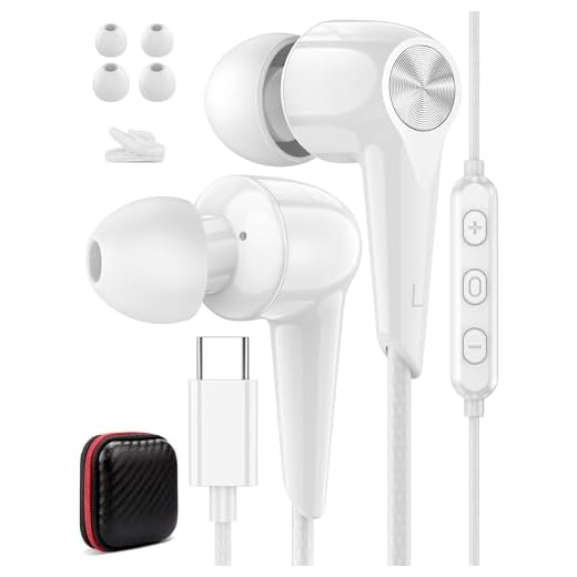 USB C Earbuds Wired Headphones with Mic for iPhone 17 16e 16 15 iPad Air Pro for Samsung Z Flip Fold 6 for Galaxy S25 Ultra S24 for Pixel 8 7 6 for Oneplus, Type C in-Ear Volume Control Sport Headset
