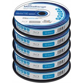 Blu-ray Disc Mediarange BD-R 25 Go, 6x vitesse imprimable (fullprintable) en cakebox , 50 pièces
