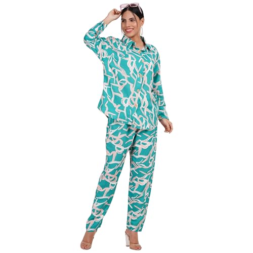 Image of Women's Co-Ord Set - Casual Wear Shirt & Pant Set | Fancy Top and Bottom Outfit | Full Matching Set for Women | Stylish Kurta Pant Set
