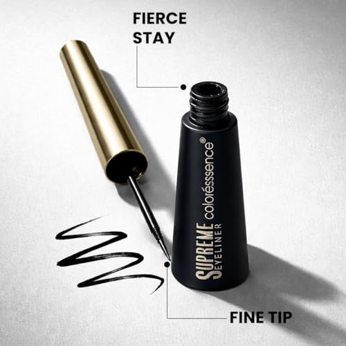 Image of Coloressence Supreme Eyeliner, Intense Black, 5ml | Long Lasting | Waterproof | Smudgeproof | Quick Dry | Precision Applicator Tip | Easy Application