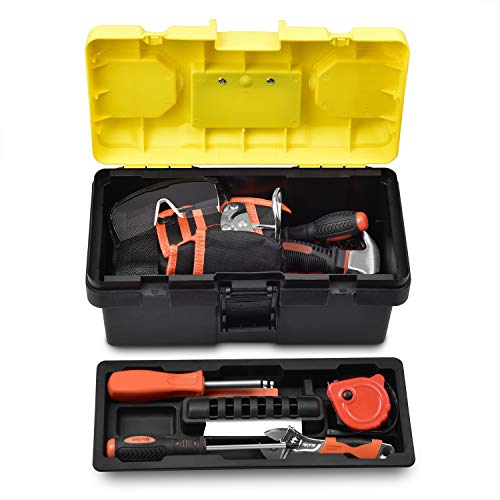 Mysterystone 45 Pieces kids real tool set Construction Tool Set for Kids with tool belt,hand tools,safety gogles,solid tool box–Kids Learning Tool Kit for Home DIY and Woodworking, Great Gift Tool kit