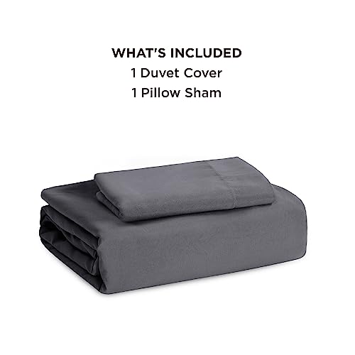 Image of Bedsure Dark Grey Duvet Cover Twin /Twin XL Size - 2 Pieces Prewashed Cotton-Like Extra Soft Bedding Set, Includes 1 Twin Duvet Cover 68x90 Inches with Zipper Closure & 1 Pillow Sham, No Comforter