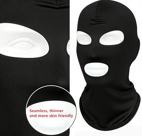 Image of 2Pcs 3 Hole Full Face Mask, Thin Cooling Balaclava Summer Seamless Face Mask for Motorcycle Bike Hunting Cycling Halloween