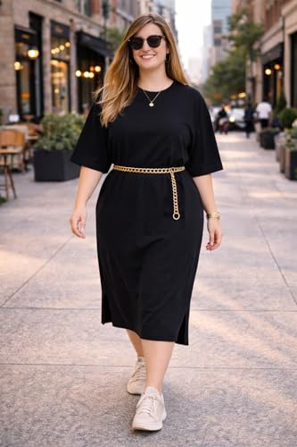 Image of ESTEEZ Womens Oversized Cotton High Low Tunic T-Shirt Dress
