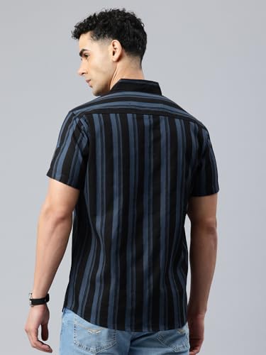 Image of Majestic Man Men Slim Fit Cotton Striped Half Sleeve Casual Shirt