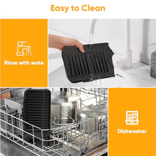 17.7'' Folding Faucet Mat for Kitchen Sink Splash Guard[7° Slope Fast Self-draining][Snap Lock Fit] Kitchen Sink Faucet Mat Splash Guard Kitchen Sink Area Water Splash Guard Behind Faucet Draining Mat by Snoquir - Image 9