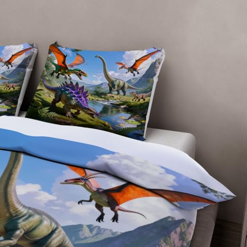 Housse de couette dinosaure 200x200 en microfibre douce premium effet 3D rétro animal