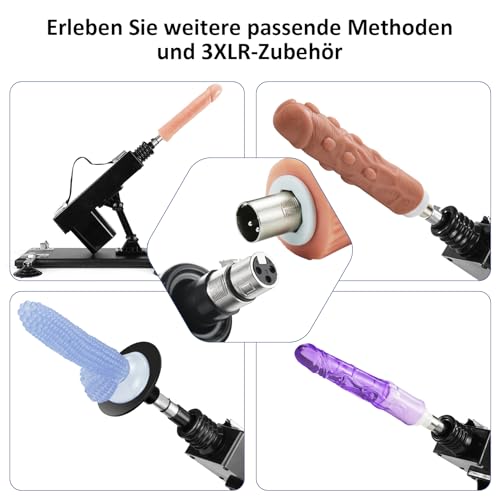 Sexmaschine für die frau, Fickmaschine mit Dildos, Automatische Sex maschine mit Saugnapfadapter, Dildomaschine mit 3XLR-Anschlüssen, Love Machine für Solo und Paare – Bild 6