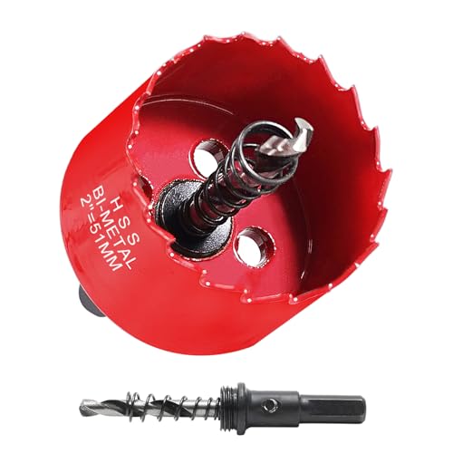 HYCHIKA 2 Inch/51mm Hole Saw,Bi-Metal Cutter Hole Max Cutting Depth 32mm with 1 Arbor Drill Bit for Wood Cutting Cornhole Plastic Drywall Boards Fiberboard 1 1Pcs 2 inch