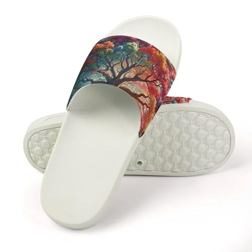 Colorful World Tree Funny House Sandals Non Slip Shower Slippers Quick Drying Bathroom Shoes for Women Men4