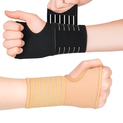 Órtesis muñequera de protección de muñeca Actesso (Negro o beige)– Perfecta para esquinces y distensiones en el deporte para soporte excelente sin inhibir el movimiento natural de la muñeca (Pequeña, Beige)