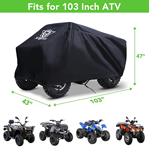 Xyzctem Waterproof Atv Cover, Heavy Duty Black Protects 4 Wheeler From Snow Rain Or Sun, Large Universal Size Fits 103 Inch For Most Quads #TOP4