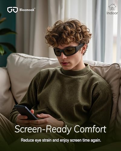 Image of Bloomoak 99% Blue Light Blocking Glasses,Nighttime Sleep,Fully Wraparound Your Eyes with No Leaks for Side Glare