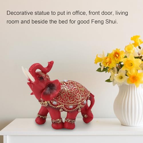 Estatua de Elefante Feng Shui de Resina Rojo M 8.5 x 6.5 x 1.6 in miniatura 4