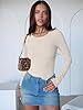 ANRABESS Women Long Sleeve Crew Neck Bodysuits Top... #3