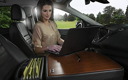 Image of AutoExec AE-RMCD-PI-21M Roadmaster Car Desk for Your Vehicle Workstation and Mobile Office, Mahogany with 400 watt Power Inverter | Vehicle Workstation, Mobile Office, 400 Watt Power Inverter