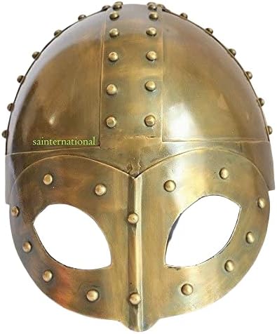 Black Plated Antique Medieval Viking Mask Helmet | Premium Quality Soldier Helm Adult with Liner & Strap| Cosplay