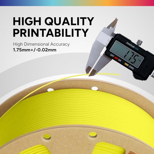 Image of OVERTURE PLA Filament 1.75mm, Neatly Wound 3D Printer Filament 1kg Spool (2.2lbs), Dimensional Accuracy + /- 0.02 mm, Fit Most FDM 3D Printers (Highlight Yellow)