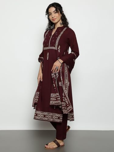 Image of Vbuyz Women'S Cotton Floral Print Straight Stitched Kurta Pant With Dupatta