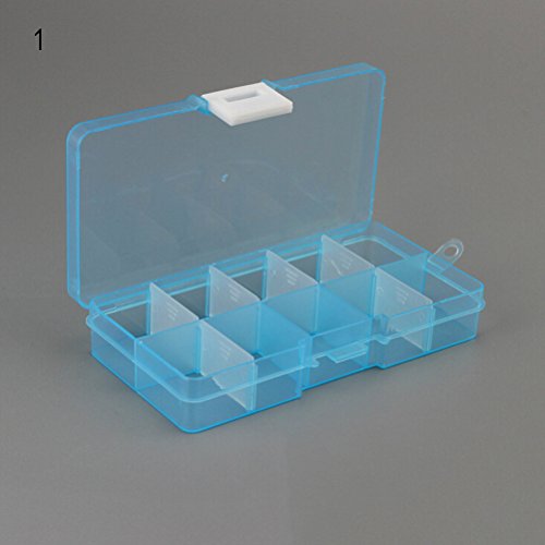 CosCosX 1 pc Plastic 10 Slots Adjustable Compartment Plastic Box Jewelry Bead Storage Bin Case Craft Organizer