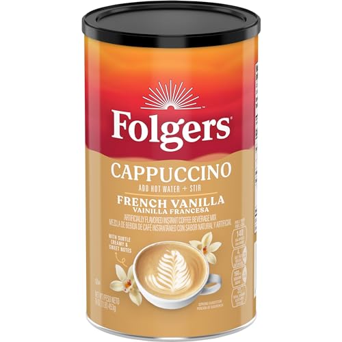 Folgers French Vanilla Flavored Cappuccino Mix, Instant Coffee Beverage, 16 Ounce (Pack of 1)