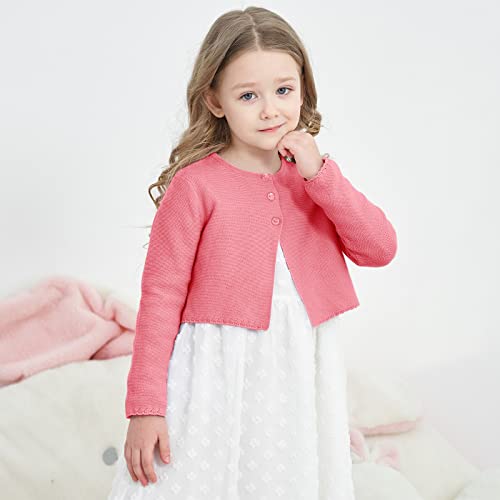 Image of Girls' Long Sleeve Knitted Bolero Cardigan Kids Button Closure Shrug Sweaters Cropped Jacket Cover Up Tops
