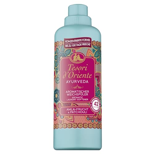 TESORI DORIENTE Weichspüler Ayurveda | Für 42 Wäscheladungen | Duft für bis zu 100 Tage mit Amla-Frucht und Patchouli | luxuriöser Weichspüler für weiche Wäsche | 760ml