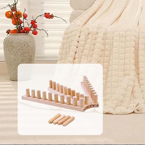 Wooden Chunky Yarn Blanket kit Large 45'' Chunky Yarn Knitting, Hand Knitting Looms Adjustable Length for Chunky Blanket Christmas Gifts for Blanket Throws Knitting(Wooden) (45") - Image 5