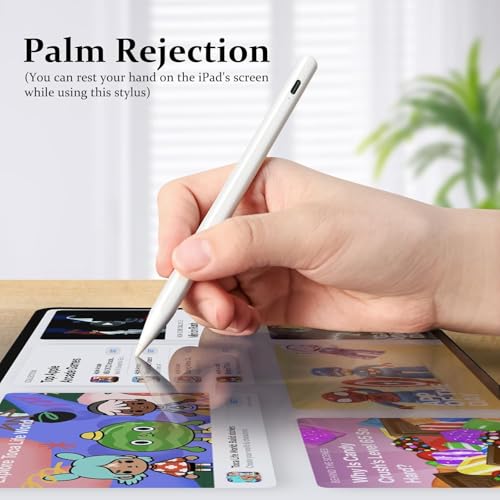 Image of ZEORGIA Upgraded Stylus Pen for iPad | Ultra High Precision & Sensitivity, Palm Rejection, Power Display, Tilt Sensitivity, Magnetic Adsorption, Prevents False Touches