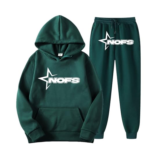 XUEQINGDE NOFS Jogginganzug Streetwear Tracksuit für Herren NOFS Tracksuit Buchstaben Druck Lose Hoodies und Jogginghosen Y2K Hip Hop Streetwear Unisex Pullover Oberteile und Sporthosen Anzug