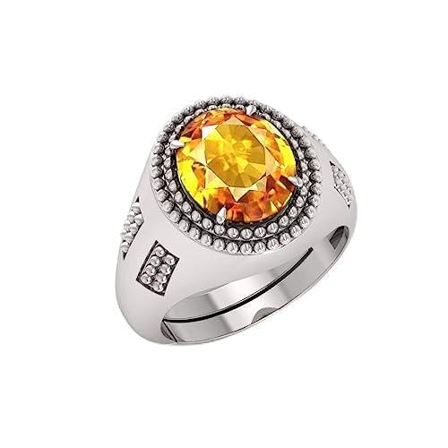 Bague saphir jaune Pukhraj 6,25 ratti en argent sterling ajustable pour homme et femme