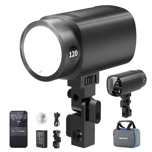 NEEWER 120Ws 2.4G TTL Outdoor Strobe Flash, Compatible with Godox, 1/8000s HSS Portable Studio Monolight with Modeling Light /3000mAh Battery/420 Flashes/1.5s Recycle for Photography Photoshoots, Q120