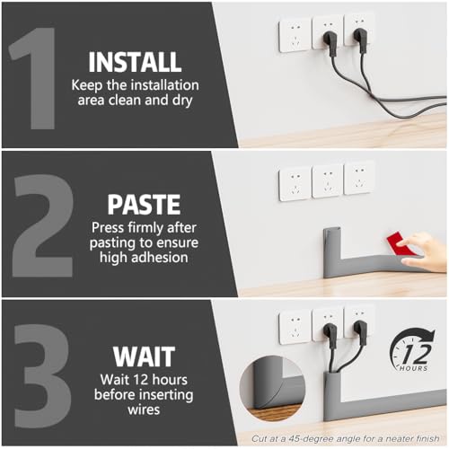 Image of Serplex 6.6FT Floor Cable Cover Self Adhesive Cord Cover Wire Protector Flexible Under Table Cable Management with Side Open Design, Wire Concealer for TV Computer Home Office Wall Management