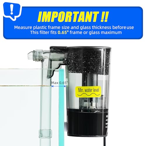 Image of AQUANEAT Aquarium Hang on HOB Power Filter 5 Gallon Rimless Small Fish Tank Filter 90GPH (up to 5Gal)