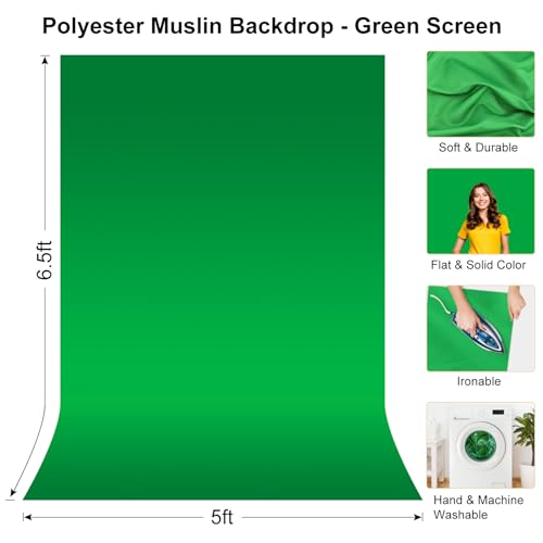LINCO Lincostore Green Screen Backdrop Kit 5x6.7ft, Portable Green Screen Stand with T-Shape Stand Holder, Carrying Bag for Photography, Party, Decoration, Streaming, Video AM207 by LINCO - Used condition - Image 3